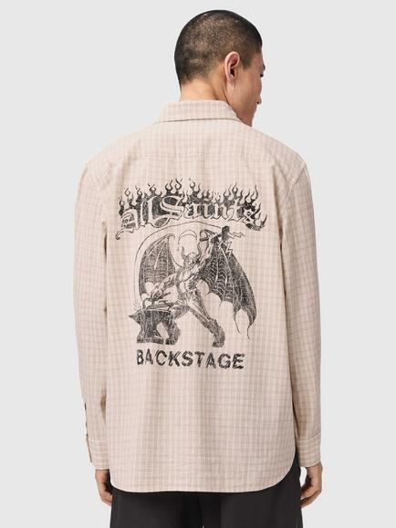 AllSaints Repeater Oversized Long Sleeve Shirt, Cord Brown - view 2, Cord Brown