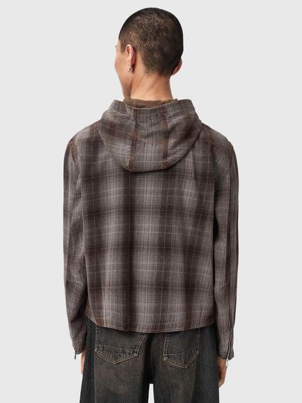 AllSaints Santo Check Long Sleeve Shirt, Shale Grey - view 2, Shale Grey