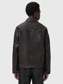 AllSaints Nates Leather Jacket, Trail Brown - view 2, Trail Brown
