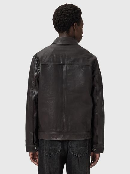AllSaints Nates Leather Jacket, Trail Brown - view 2, Trail Brown