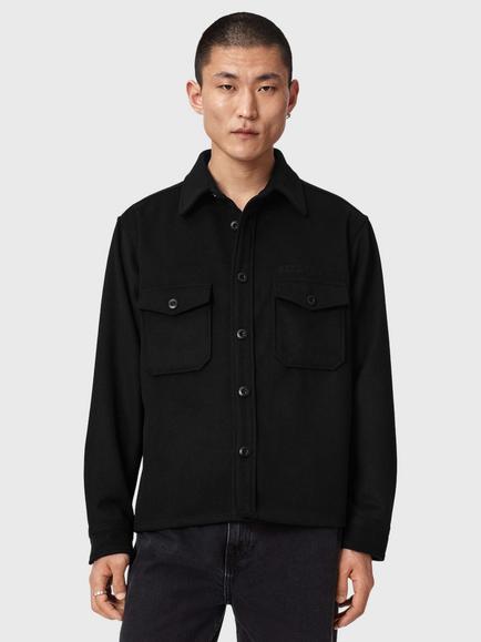 AllSaints Palermo Long Sleeve Relaxed Fit Shirt, Orca Black, Orca Black