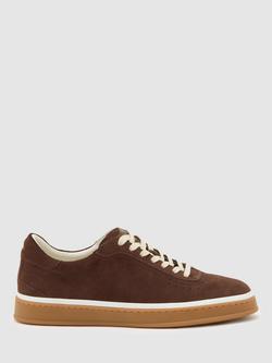 Reiss Anders Suede Trainers, Chocolate Brown, Chocolate Brown