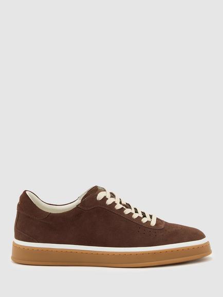 Reiss Anders Suede Trainers, Chocolate Brown, Chocolate Brown