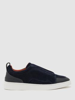 Reiss Henry Suede Elasticated Trainers, Navy