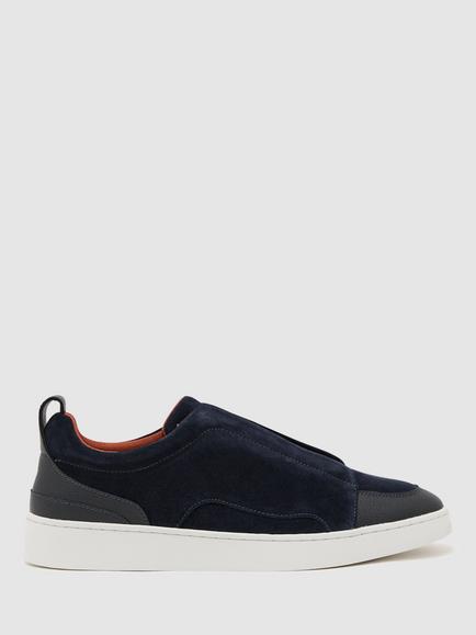 Reiss Henry Suede Elasticated Trainers, Navy