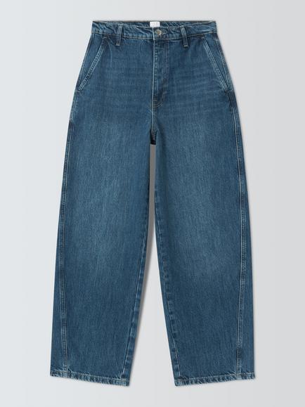 John Lewis Arc Mid Rise Barrel Leg Jeans, Mid Blue, Mid Blue