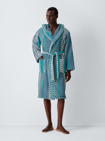 Margo Selby Eastbourne Bath Robe, Blue/Multi, Blue Multi