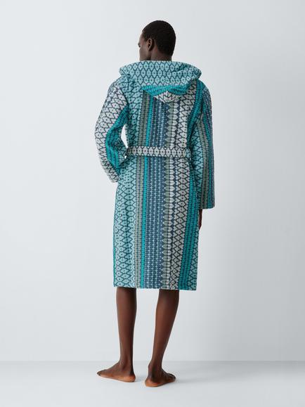 Margo Selby Eastbourne Bath Robe, Blue/Multi - view 2, Blue Multi