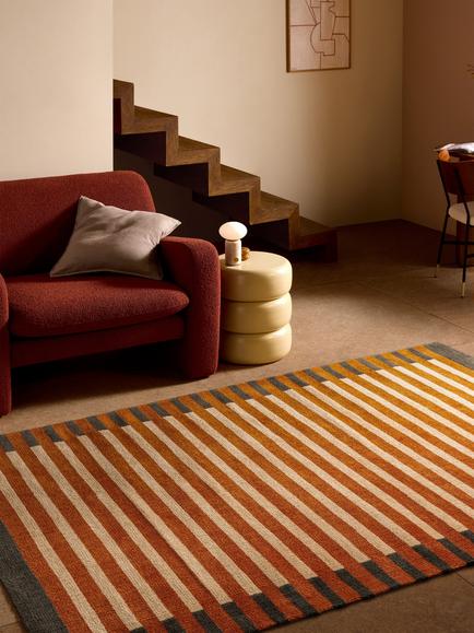 MADE Lois Rug, Rust / Teal - view 2, Rust / Teal