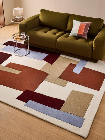 MADE Venessla Hand Tufted Pure Wool Rug, Ivory/Brown - view 2, Ivory / Brown