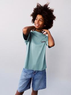 Mango Kids' Crew Neck Relaxed T-Shirt, Turquoise, Turquoise