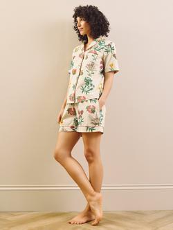 Their Nibs Wallpaper Button Through Short Cotton Pyjama Set, Natural - view 2, Natural