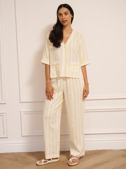 Their Nibs Stripe Pyjama Set, Buttermilk, Buttermilk
