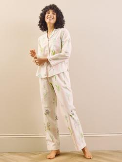 Their Nibs White Scallop Button Through Long Cotton Pyjama Set, White, White