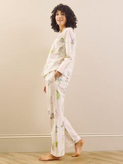 Their Nibs White Scallop Button Through Long Cotton Pyjama Set, White - view 2, White