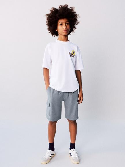 Mango Kids' Drawstring Waist Relaxed Shorts, Blue, Blue