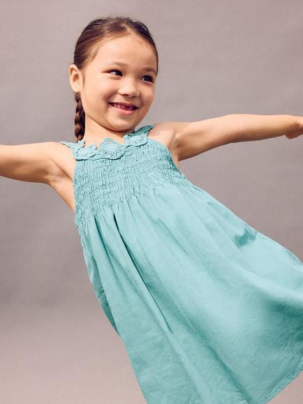 Mango Kids' Sleeveless Fit & Flare Dress, Turquoise - view 2, Turquoise