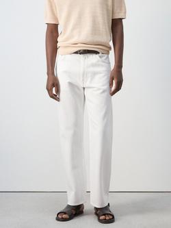 Mango Tejano Rino Mid Rise Regular Cut Jeans, Off White, Off White