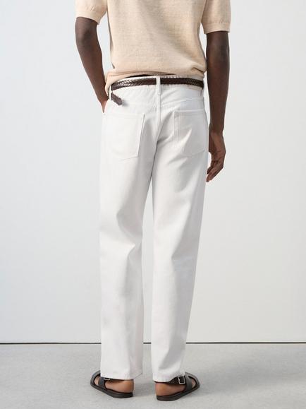 Mango Tejano Rino Mid Rise Regular Cut Jeans, Off White - view 2, Off White