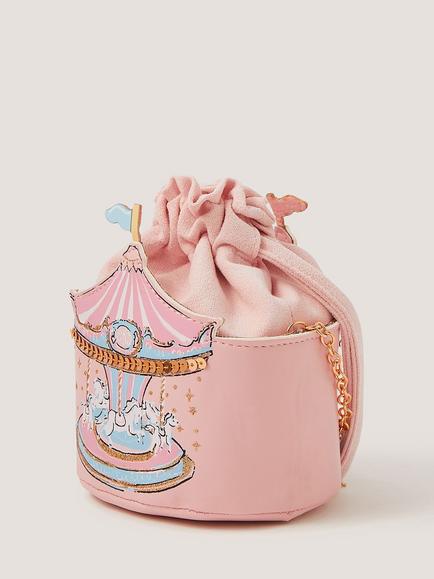 Monsoon Kids' Sequin Embellished Carousel Bag, Pink - view 2, Pink