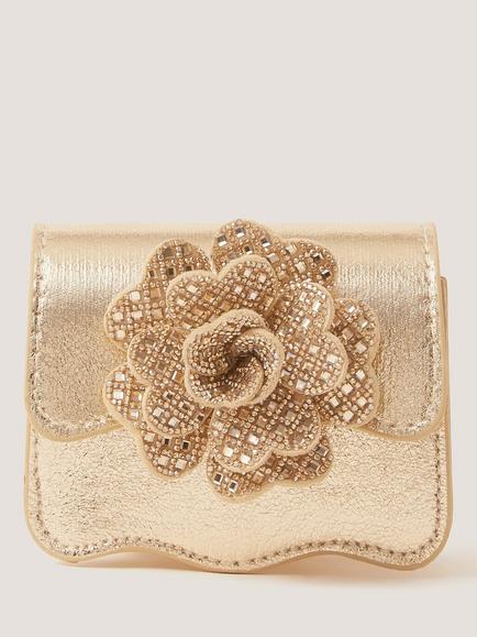 Monsoon Kids' Dazzle Flower Mini Bag, Gold, Gold