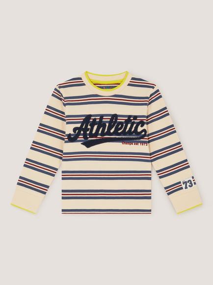 Monsoon Kids' Long Sleeve Athletic Slogan T-Shirt, Multi, Multi