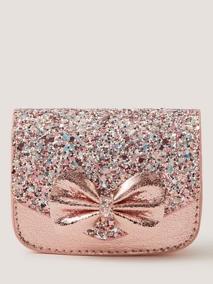 Monsoon Kids' Sparkle Bow Mini Bag, Pink, Pink