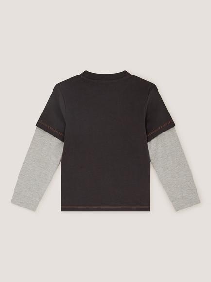Monsoon Kids' Great Outdoors Long Sleeve T-Shirt, Grey - view 2, Grey