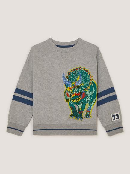 Monsoon Kids' Triceratops Graphic Sweatshirt, Grey, Grey