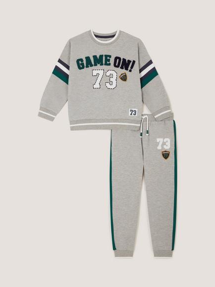 Monsoon Kids' Game On Sweatshirt and Joggers Set, Grey, Grey