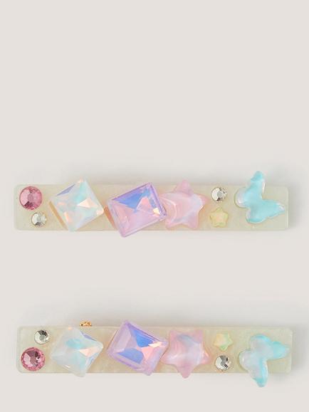 Monsoon Kids' Rainbow Gem Hair Clip, Pack of 2, Multi, Multi