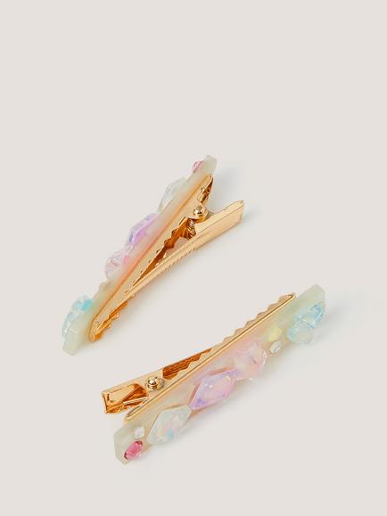 Monsoon Kids' Rainbow Gem Hair Clip, Pack of 2, Multi - view 2, Multi