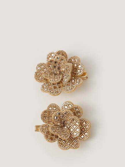 Monsoon Kids' Flower Hair Clips, Pack of 2, Gold, Gold
