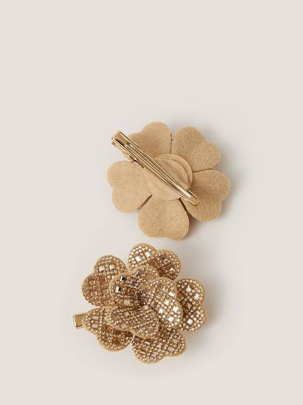 Monsoon Kids' Flower Hair Clips, Pack of 2, Gold - view 2, Gold