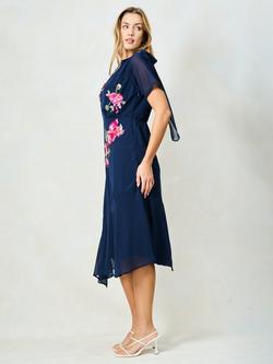 Hope & Ivy The Aubree Short Sleeve Embellished Midi Dress, Navy - view 2, Navy