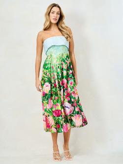 Hope & Ivy The Bloom Floral Bandeau Midi Dress, Multi, Multi