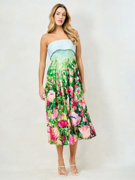 Hope & Ivy The Bloom Floral Bandeau Midi Dress, Multi, Multi
