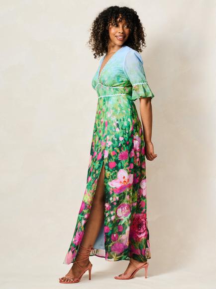 Hope & Ivy The Solenne V-Neck Floral Maxi Dress, Multi - view 2, Multi