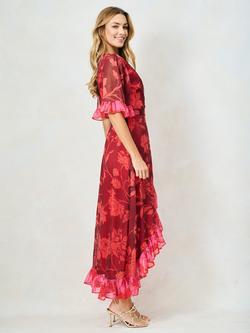 Hope & Ivy The Celestine Floral Contrast Frill Maxi Wrap Dress, Multi - view 2, Multi