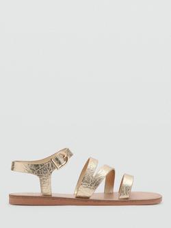 Mango Kids' Metallic Open Toe Strappy Sandals, Gold, Gold