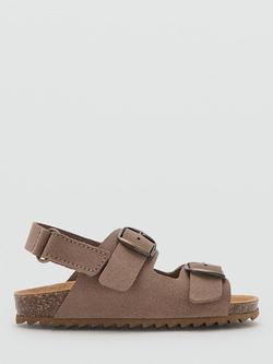Mango Kids' Suede Open Toe Sandals, Taupe, Taupe