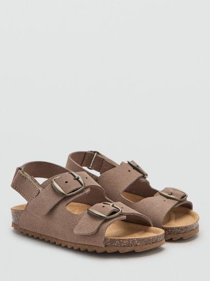 Mango Kids' Suede Open Toe Sandals, Taupe - view 2, Taupe
