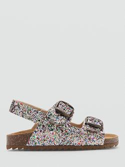 Mango Kids' Open Toe Glitter Sandals, Mauve, Mauve