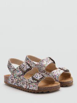 Mango Kids' Open Toe Glitter Sandals, Mauve - view 2, Mauve