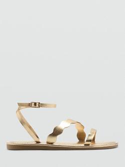 Mango Kids' Metallic Open Toe Strappy Sandals, Gold, Gold