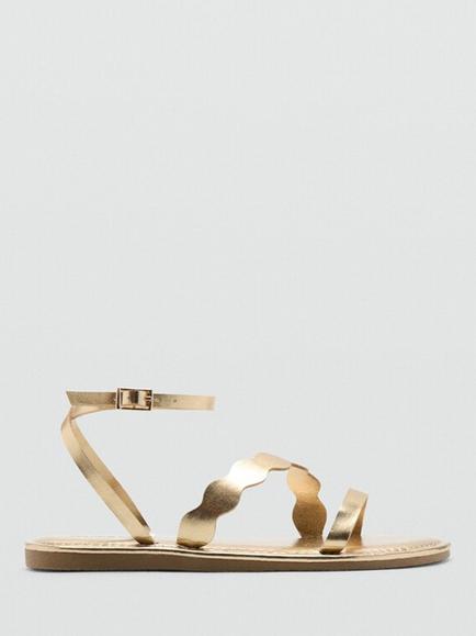 Mango Kids' Metallic Open Toe Strappy Sandals, Gold, Gold