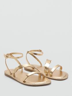 Mango Kids' Metallic Open Toe Strappy Sandals, Gold - view 2, Gold