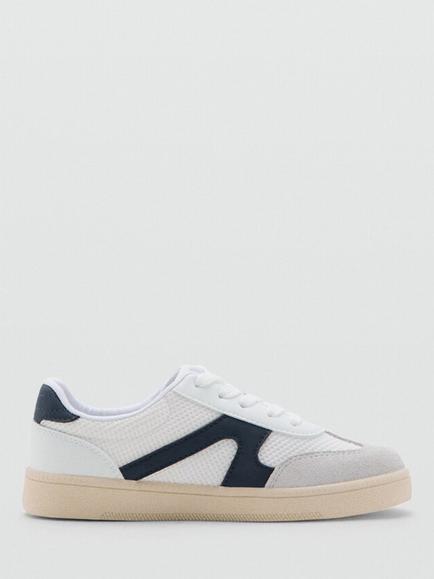 Mango Kids' Low Lace Up Trainers, Off White, Off White