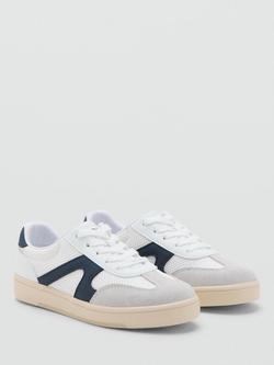 Mango Kids' Low Lace Up Trainers, Off White - view 2, Off White