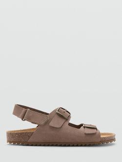 Mango Kids' Adjustable Leather Sandals, Taupe, Taupe